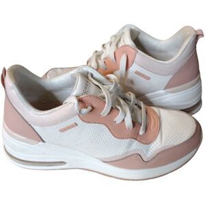 Skechers Platform Pink White Lace-up Size 9.5 Sneakers Shoes Women's